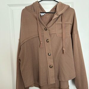 Brown Button-Up Hoodie